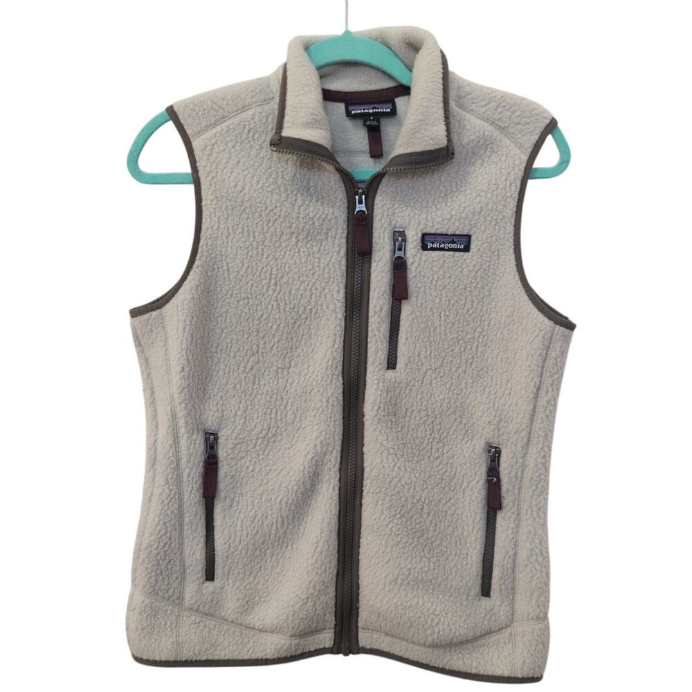 Patagonia Full-Zip Cream Vest | Green Details | Size S | EUC - Picture 2 of 3